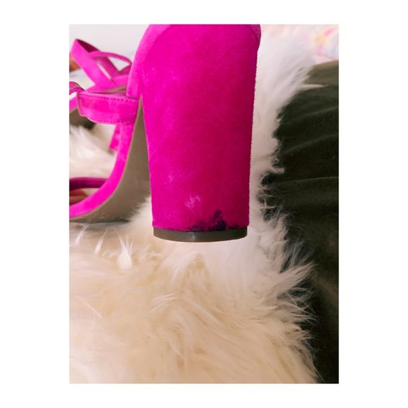 Nordstrom BP Lula Magenta suede block heel slingback sandal, Size 8 - Picture 3 of 3